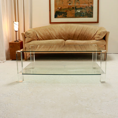 Vintage Glass and Lucite coffee table