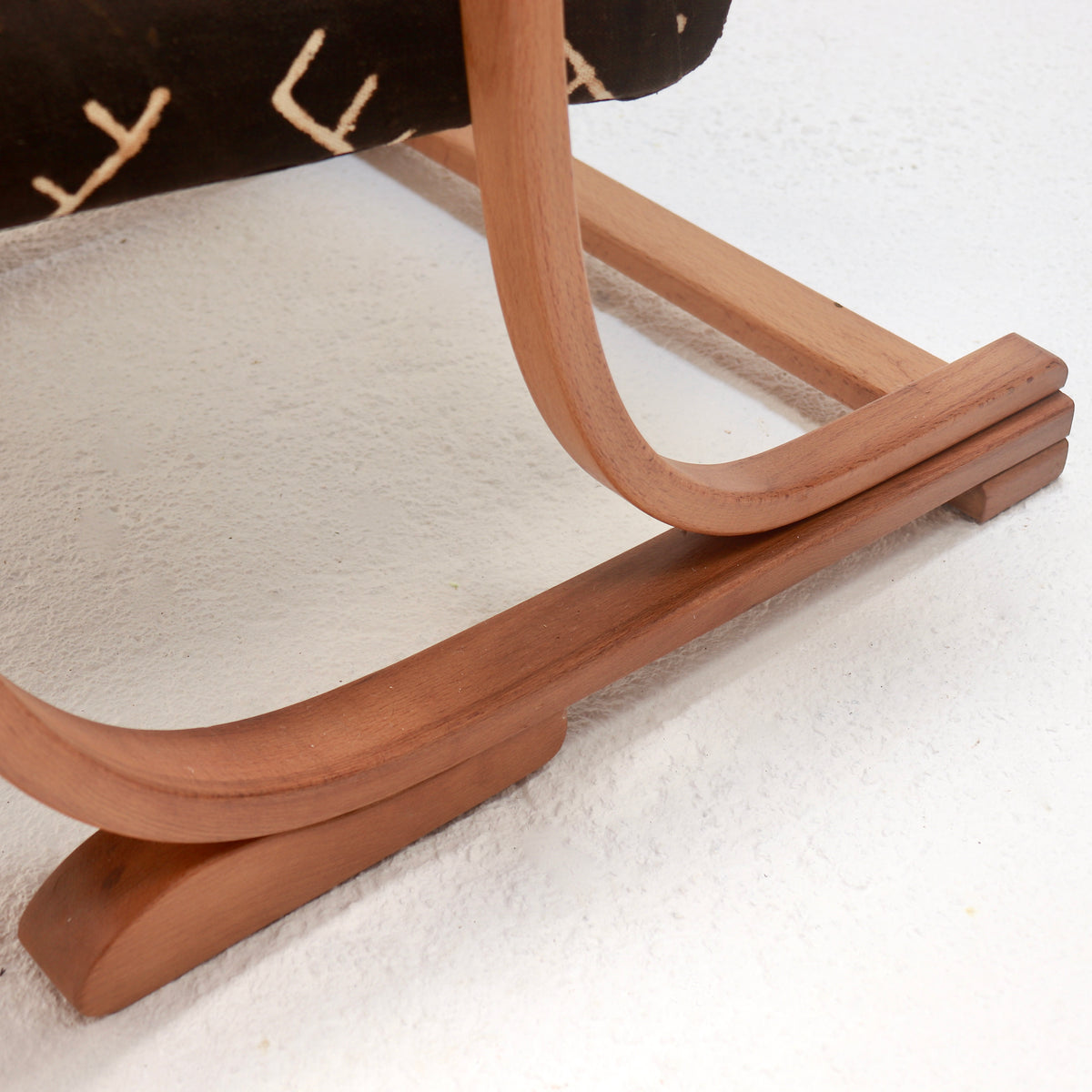 A Pair of 1930s Heal’s Bentwood Armchairs in Antique Malian Mud Cloth