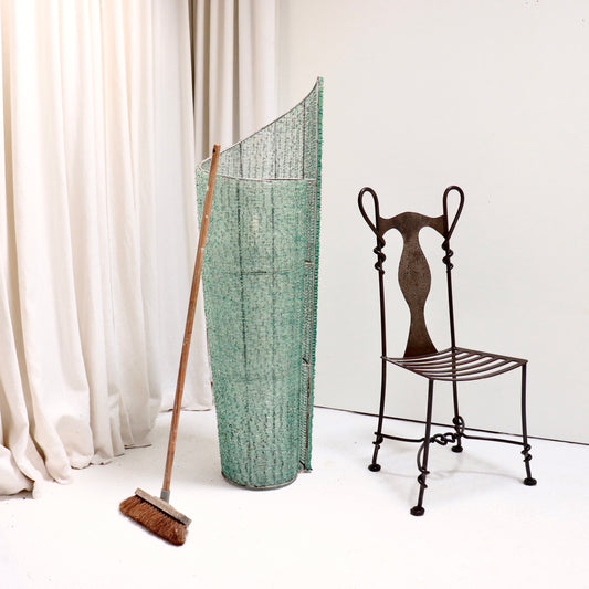 Mid-century French sculptural glass floor light with twisting form