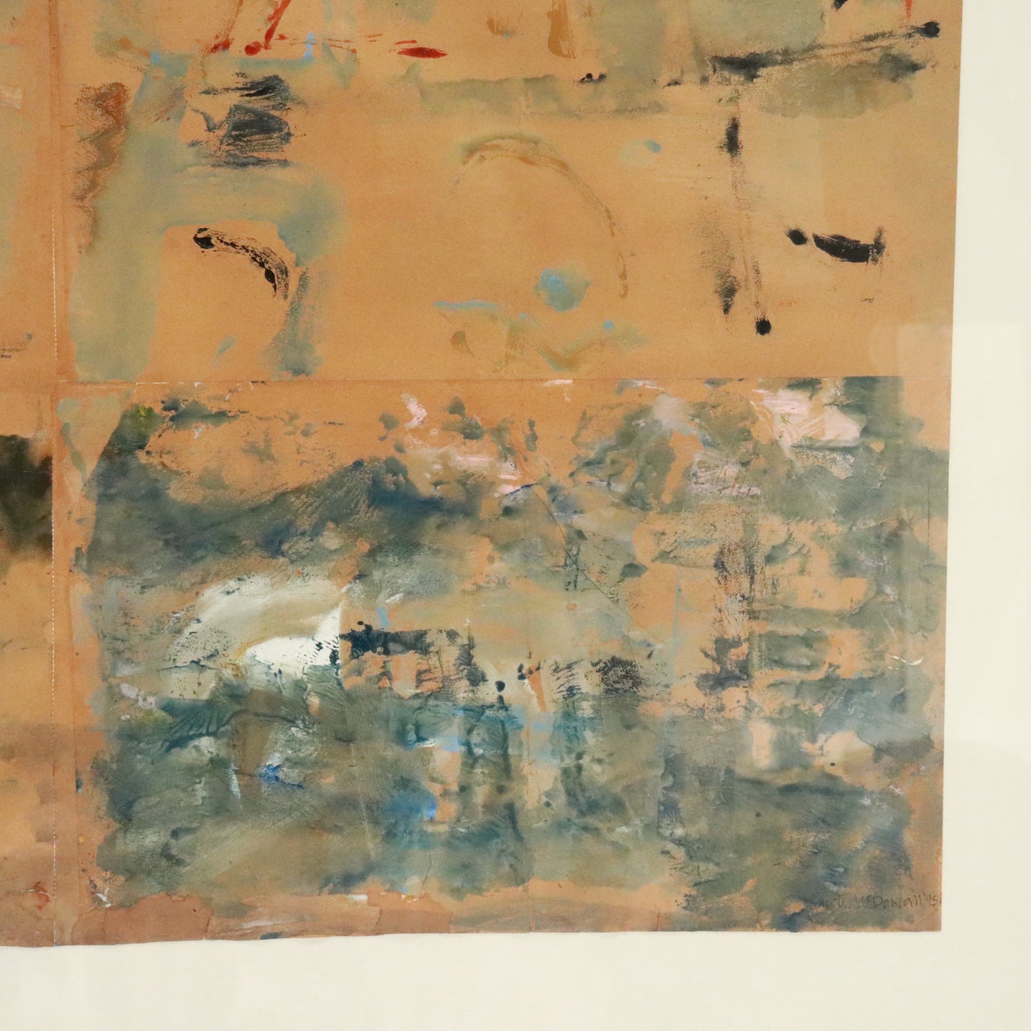 Signature “Carole McDowall 1995” on paper collage artwork.