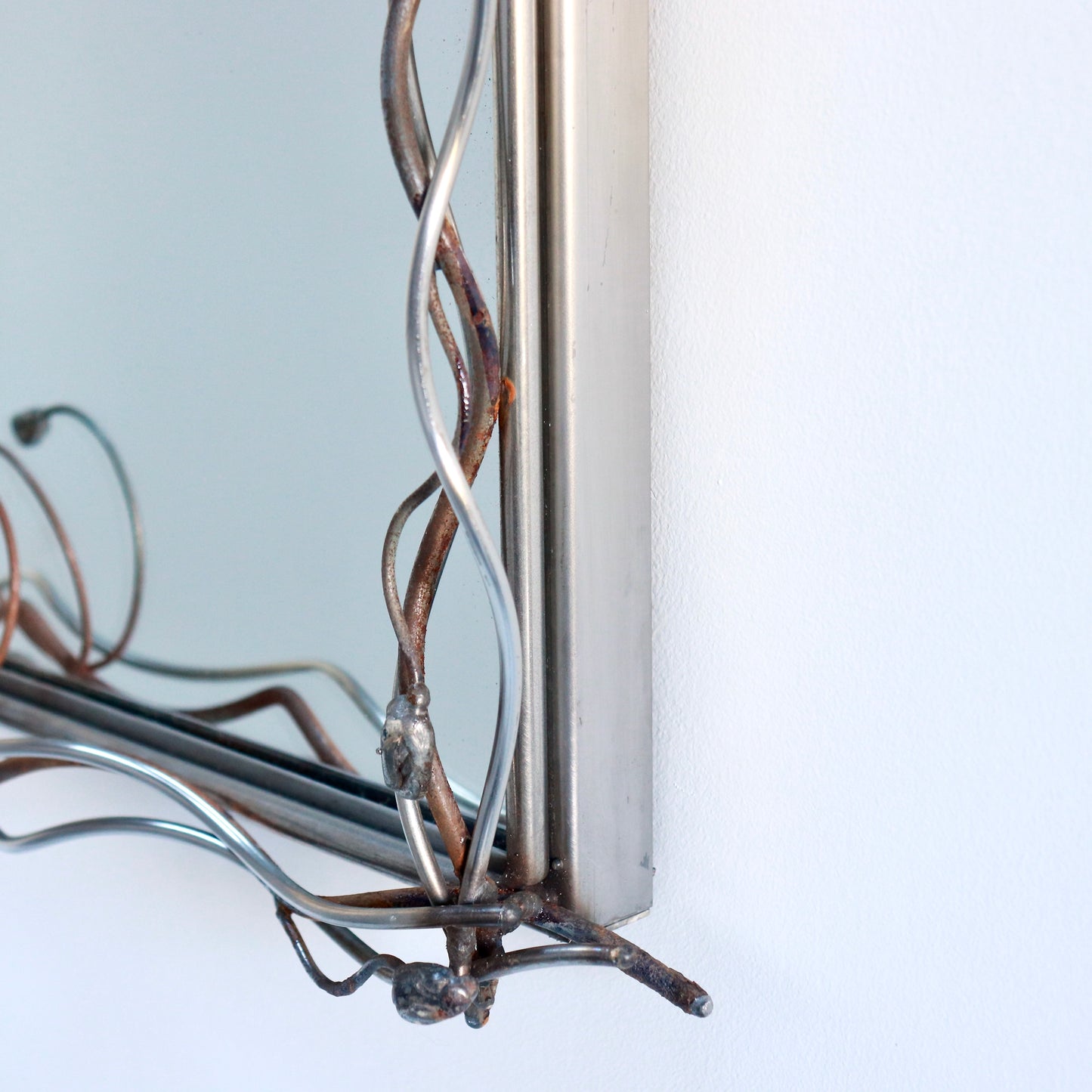Late 20th Century Stainless Steel & Copper Sculptural Mirror