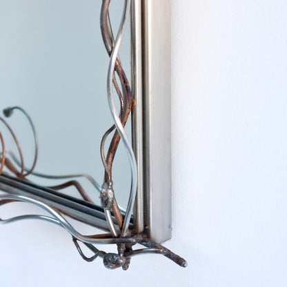 Late 20th Century Stainless Steel & Copper Sculptural Mirror