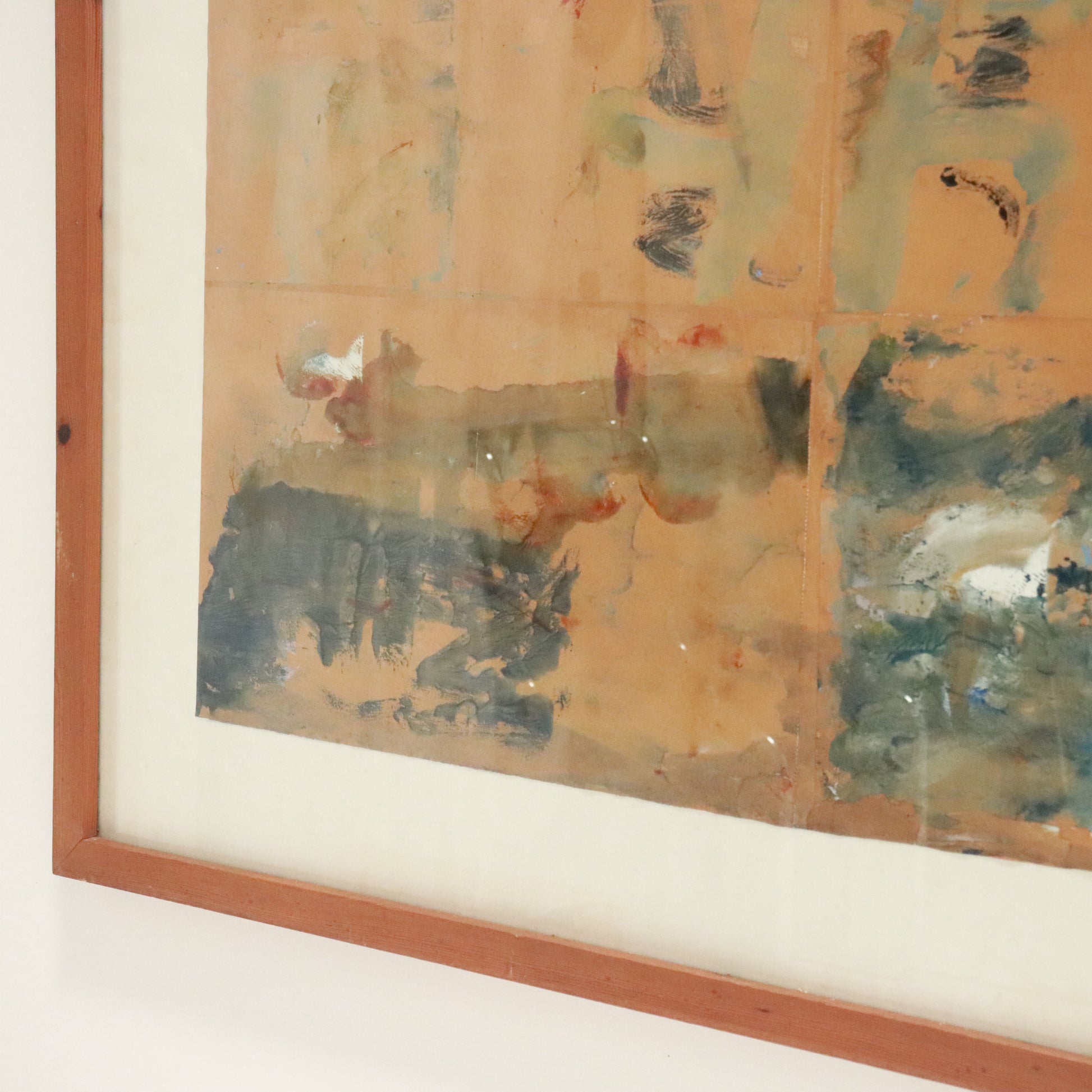 Lower section with layered blues and greens in McDowall’s abstract collage.