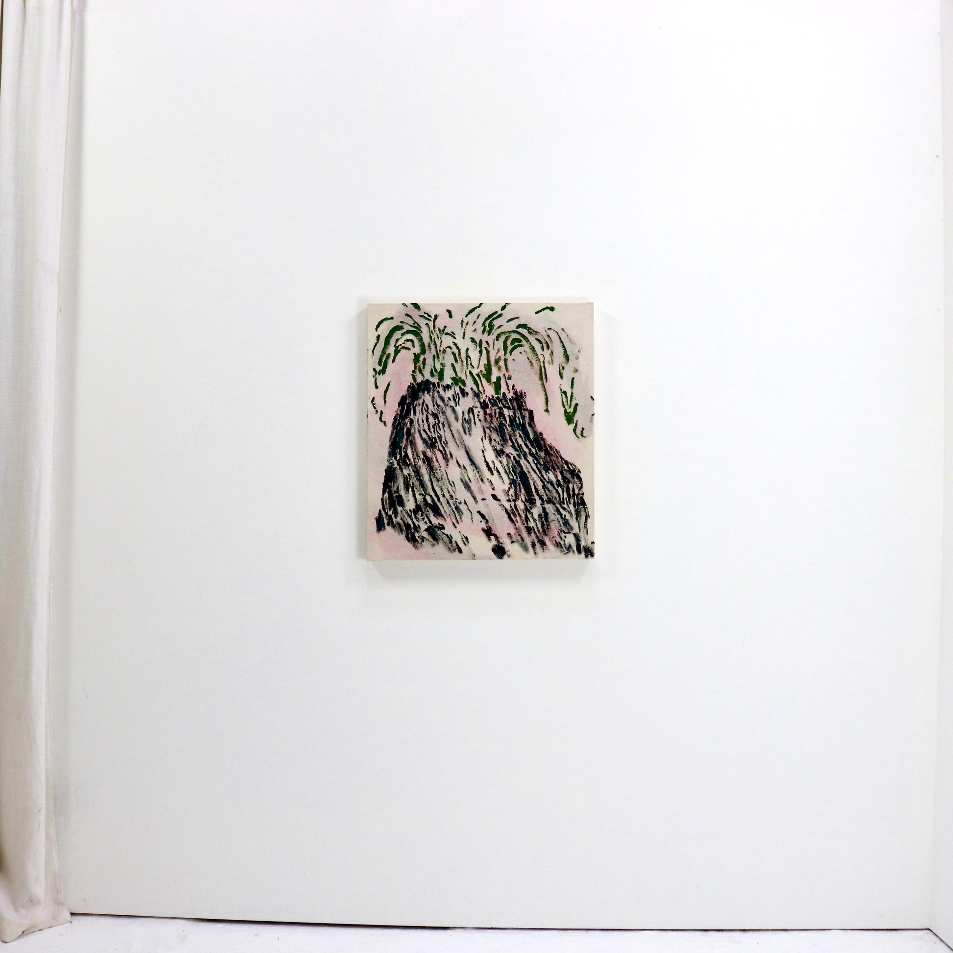 Minimal modernist volcanic scene painted in oil on stretched canvas