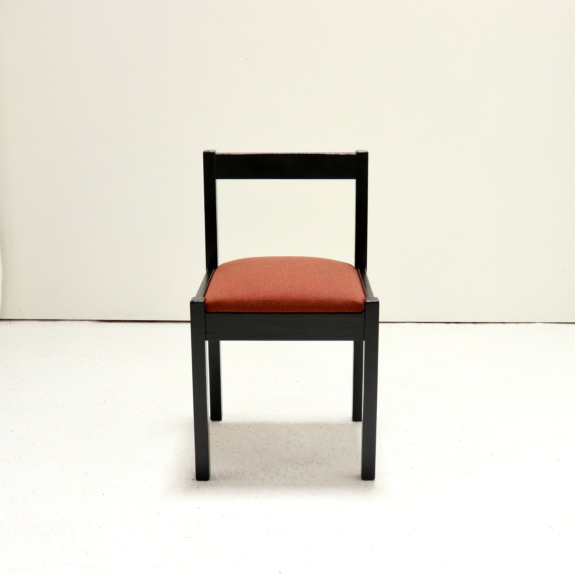 “Single Danish pine dining chair front view”