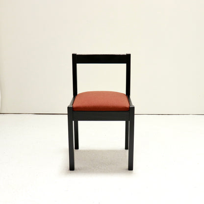 “Single Danish pine dining chair front view”