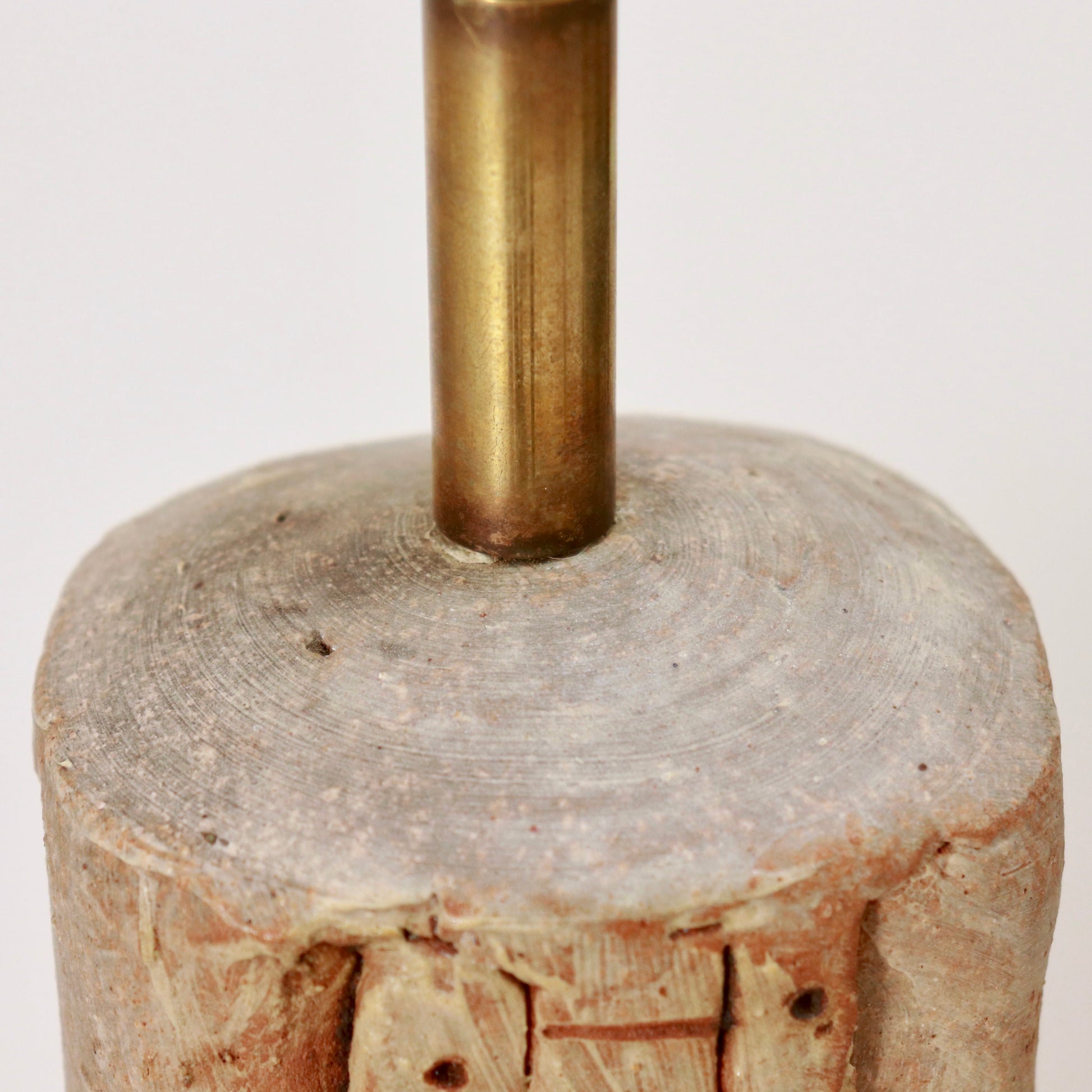 Textured top surface of the stoneware column, Bernard Rooke lamp