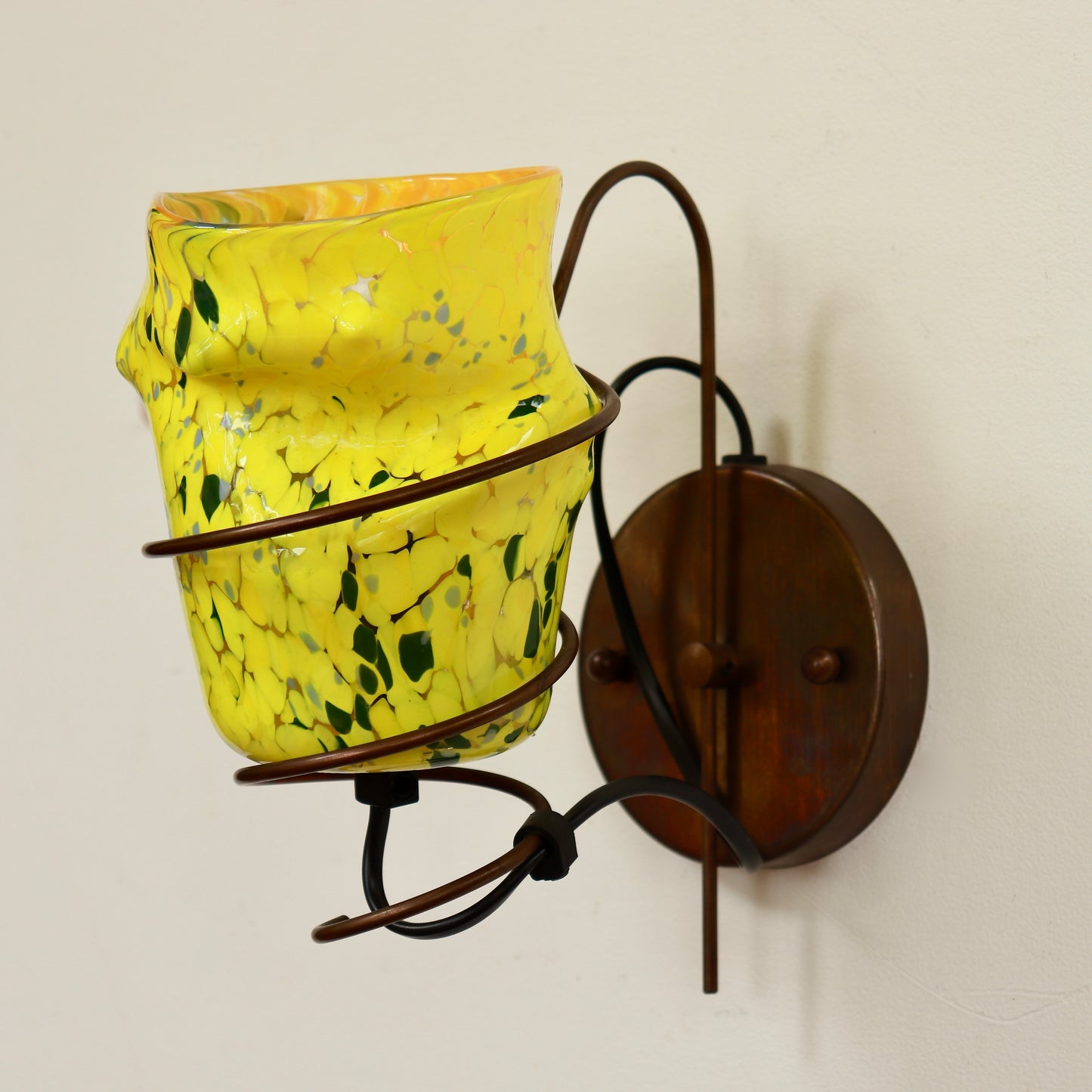Italian Murano glass wall sconce with yellow glass shade