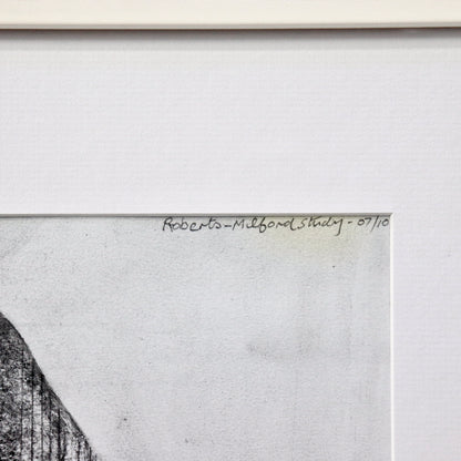 Signature and edition detail on charcoal drawing
