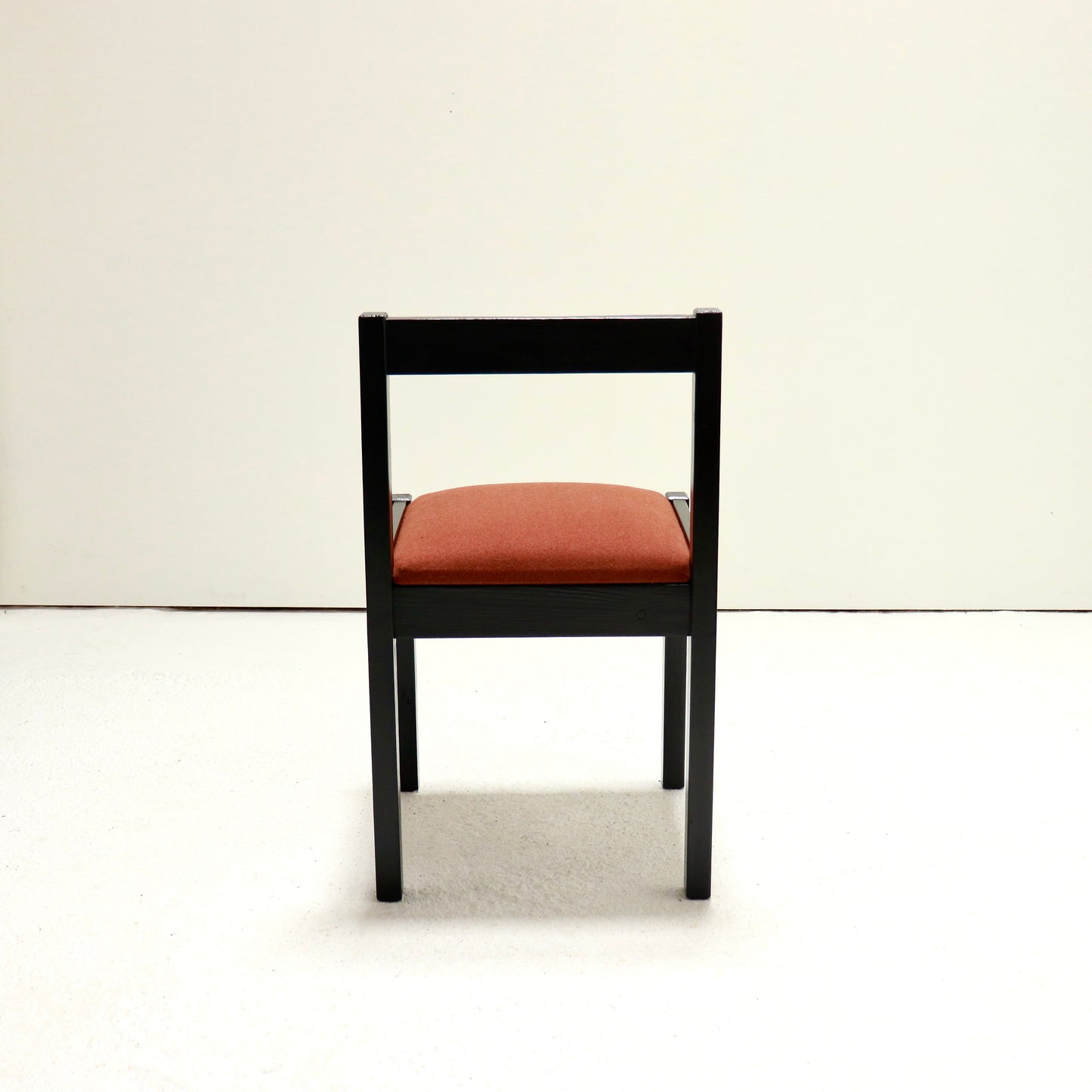 “Single Danish pine dining chair rear view”