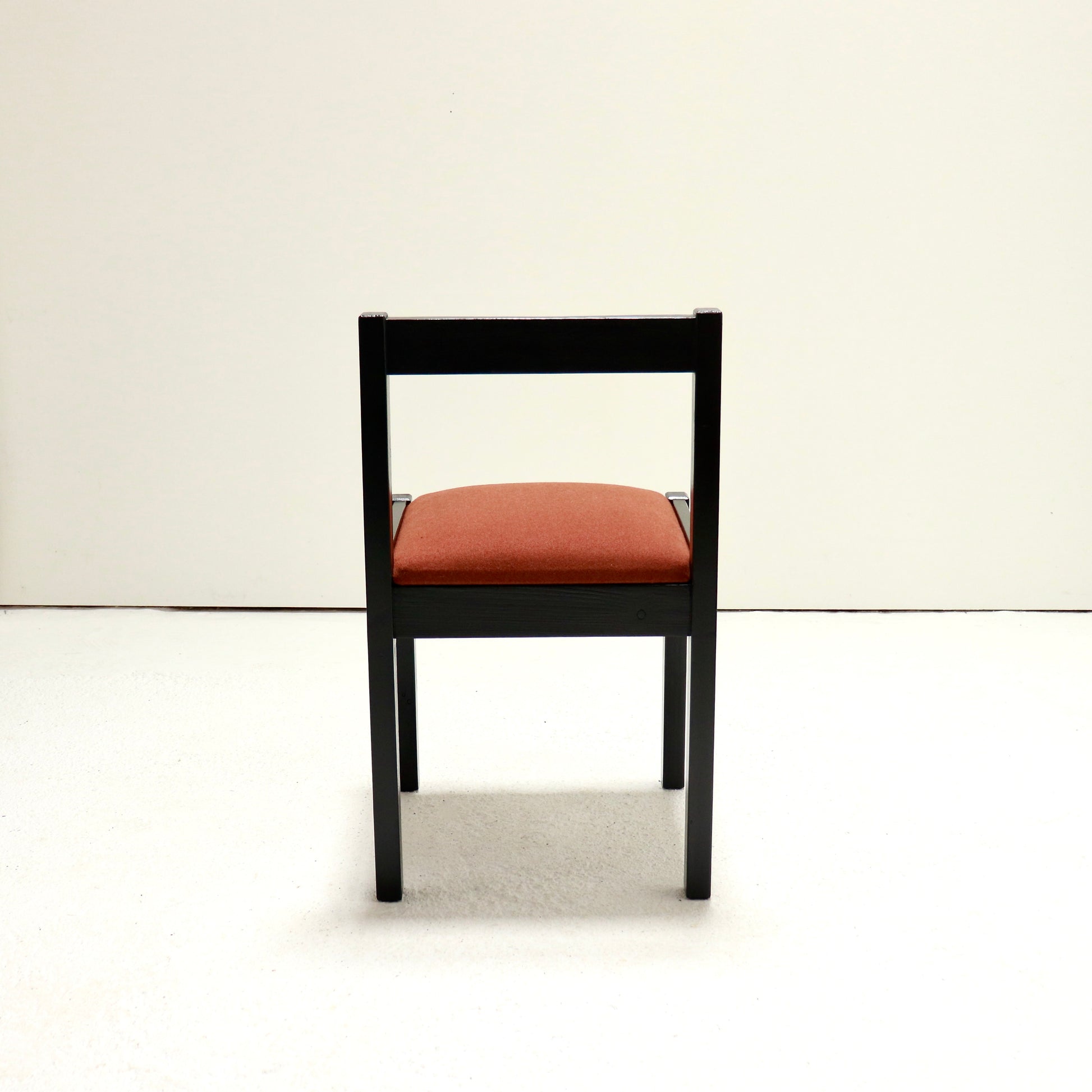 “Single Danish pine dining chair rear view”