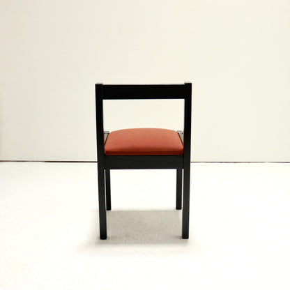 “Single Danish pine dining chair rear view”