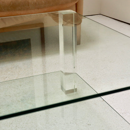 Vintage Glass and Lucite coffee table