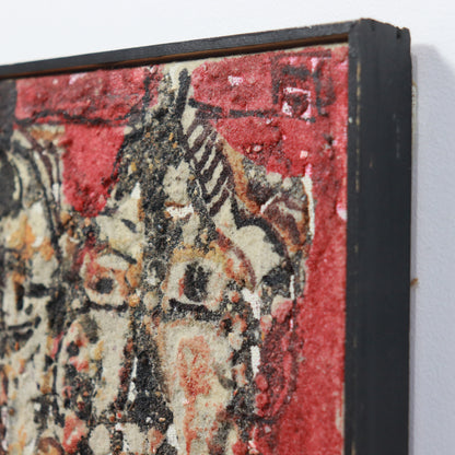 Carborundum painting detail showing textured surface