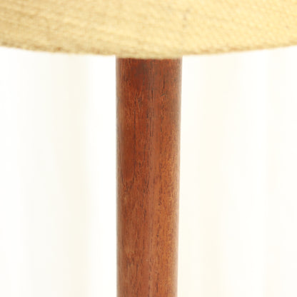 Mid-Century Teak Table Lamp with Hessian Shade