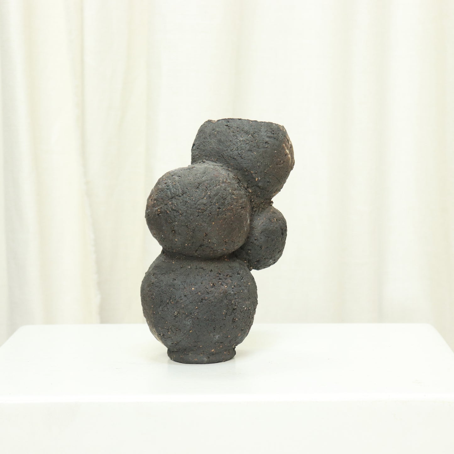 Side view of multi-lobed organic studio pottery vase