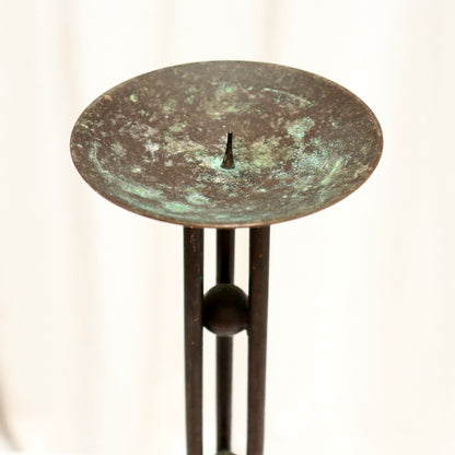 Pricket dish top with green oxidation.