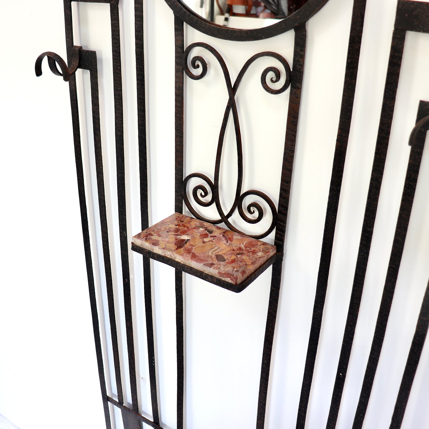 Vintage hallway storage stand in wrought iron