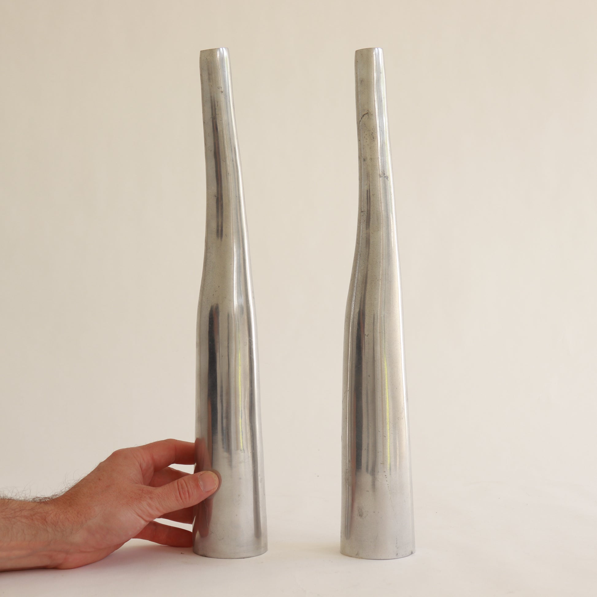 Industrial style aluminium vases with patina
