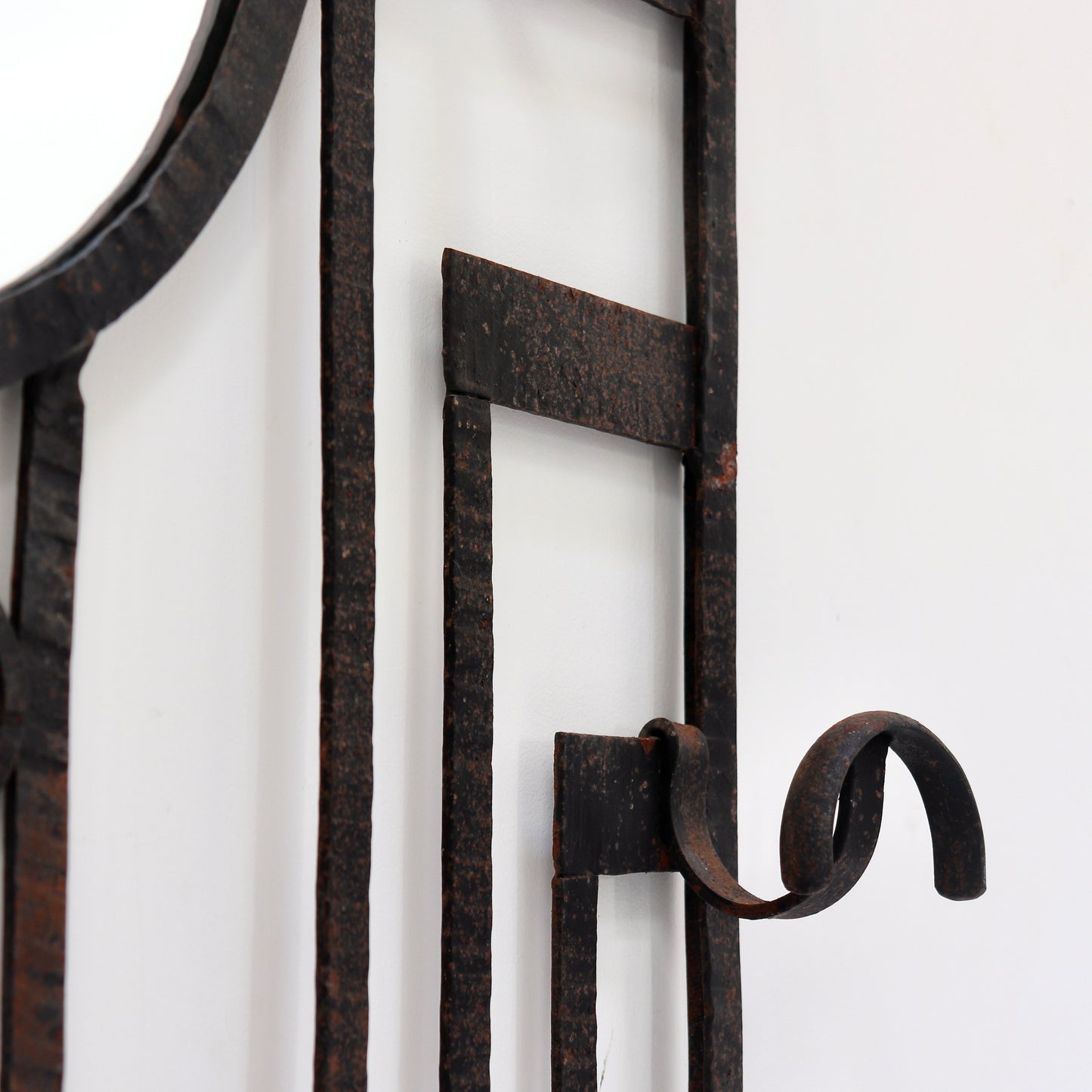 French Art Deco Wrought Iron Hall Stand with Mirror, c.1930