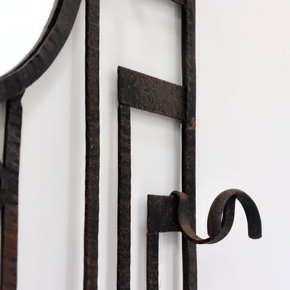French Art Deco Wrought Iron Hall Stand with Mirror, c.1930
