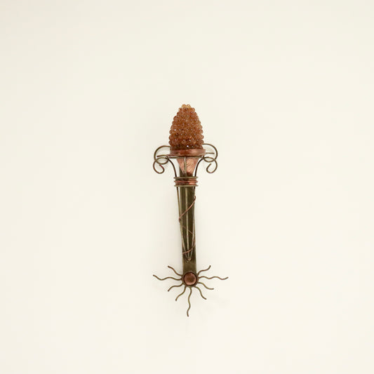 Artisan Iron & Copper Wall Light with Hand-Blown Grape Glass Shade