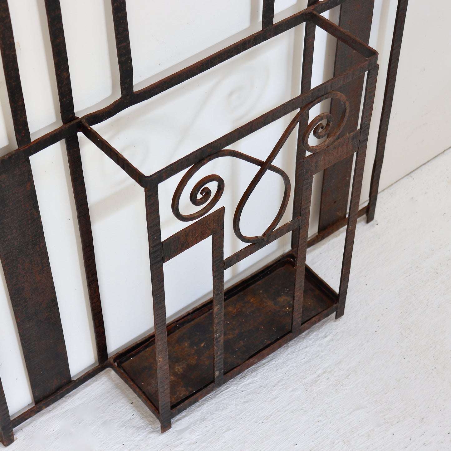 French Art Deco Wrought Iron Hall Stand with Mirror, c.1930