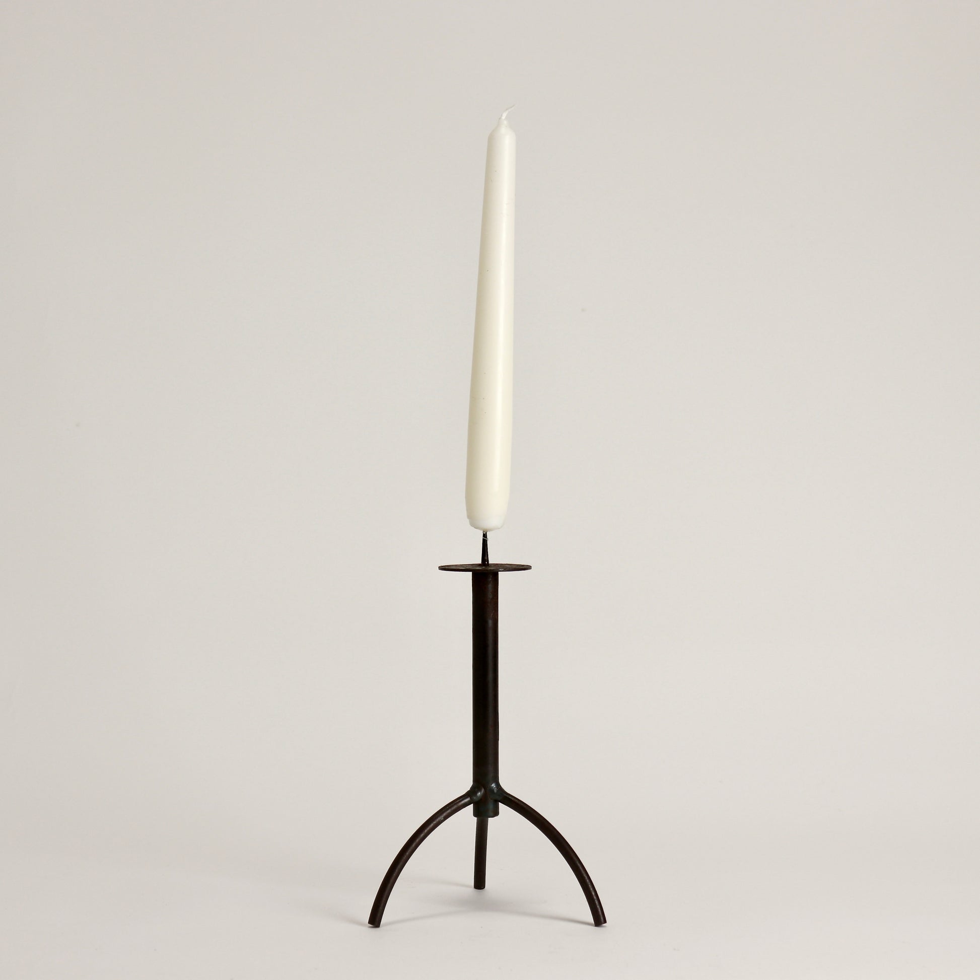 small brutalist iron pricket candlestick tripod base