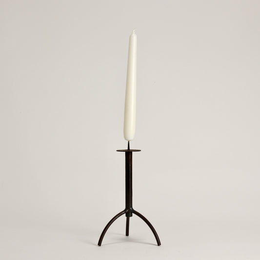 small brutalist iron pricket candlestick tripod base
