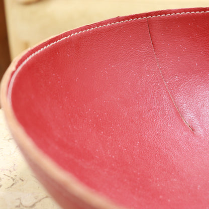 Large Stitched Red Leather Bowl