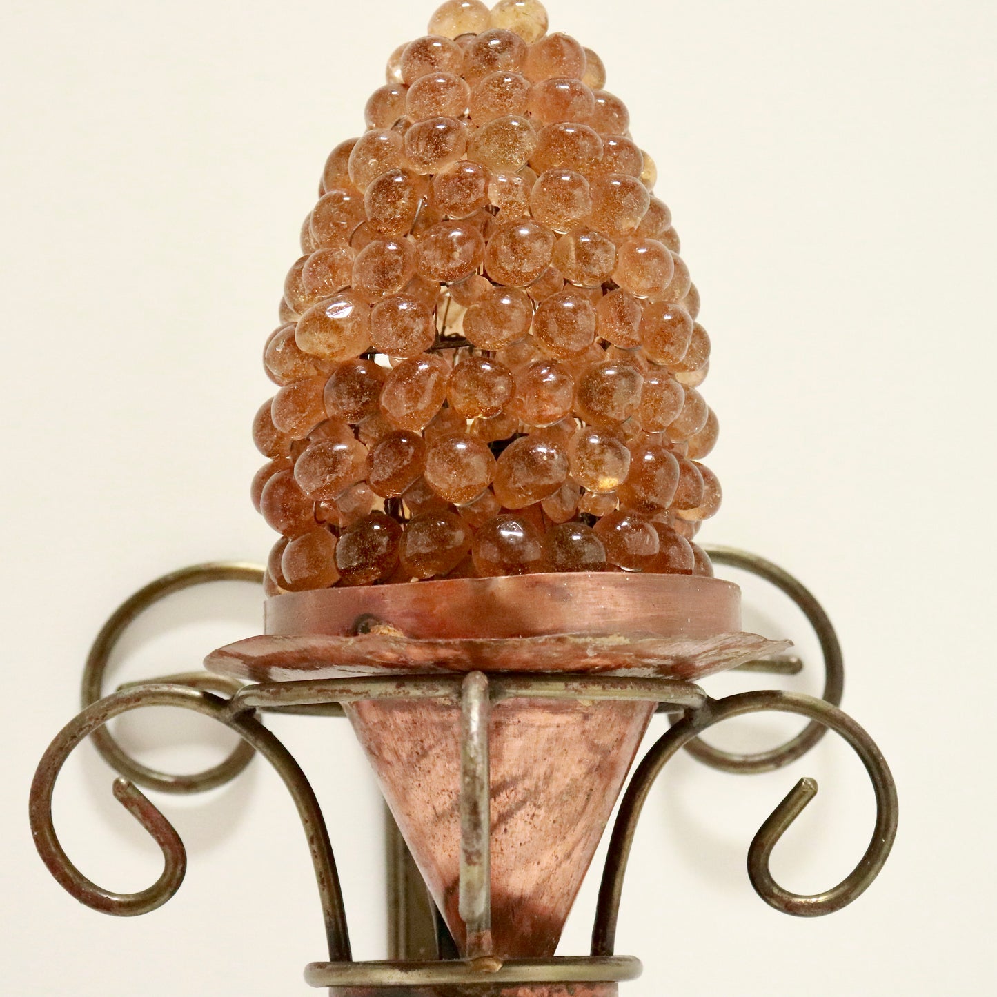 Artisan Iron & Copper Wall Light with Hand-Blown Grape Glass Shade