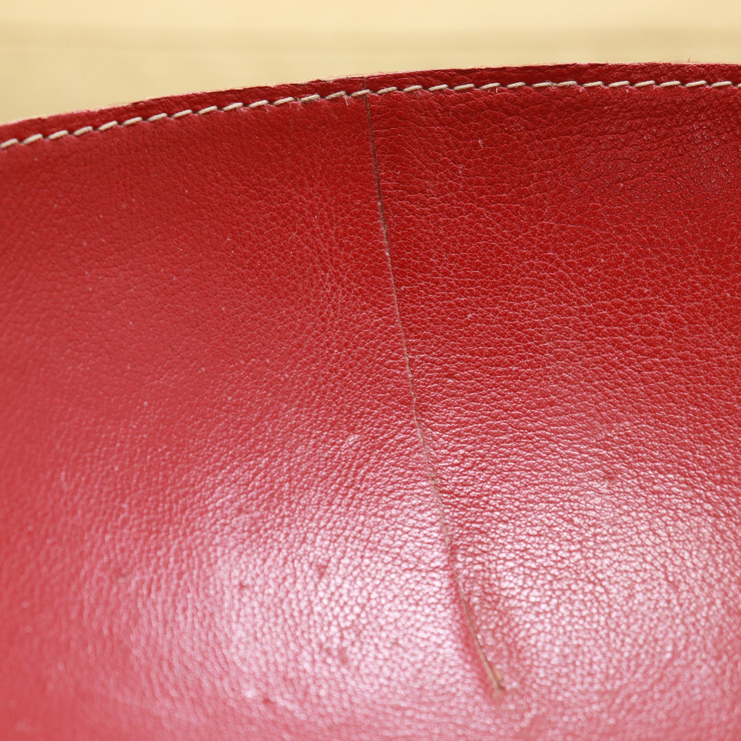 Large Stitched Red Leather Bowl